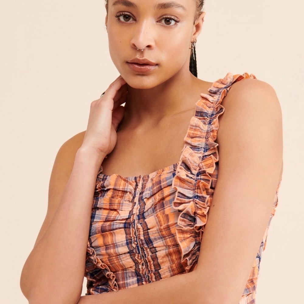 Anthropologie “Verb” by Pallavi Singhee Ruffled Plaid Top